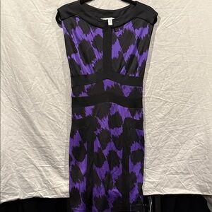 Diane Von Furstenberg Black and Purple Mini Dress